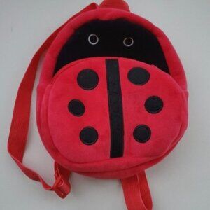 Ladybug plush fabric backpack